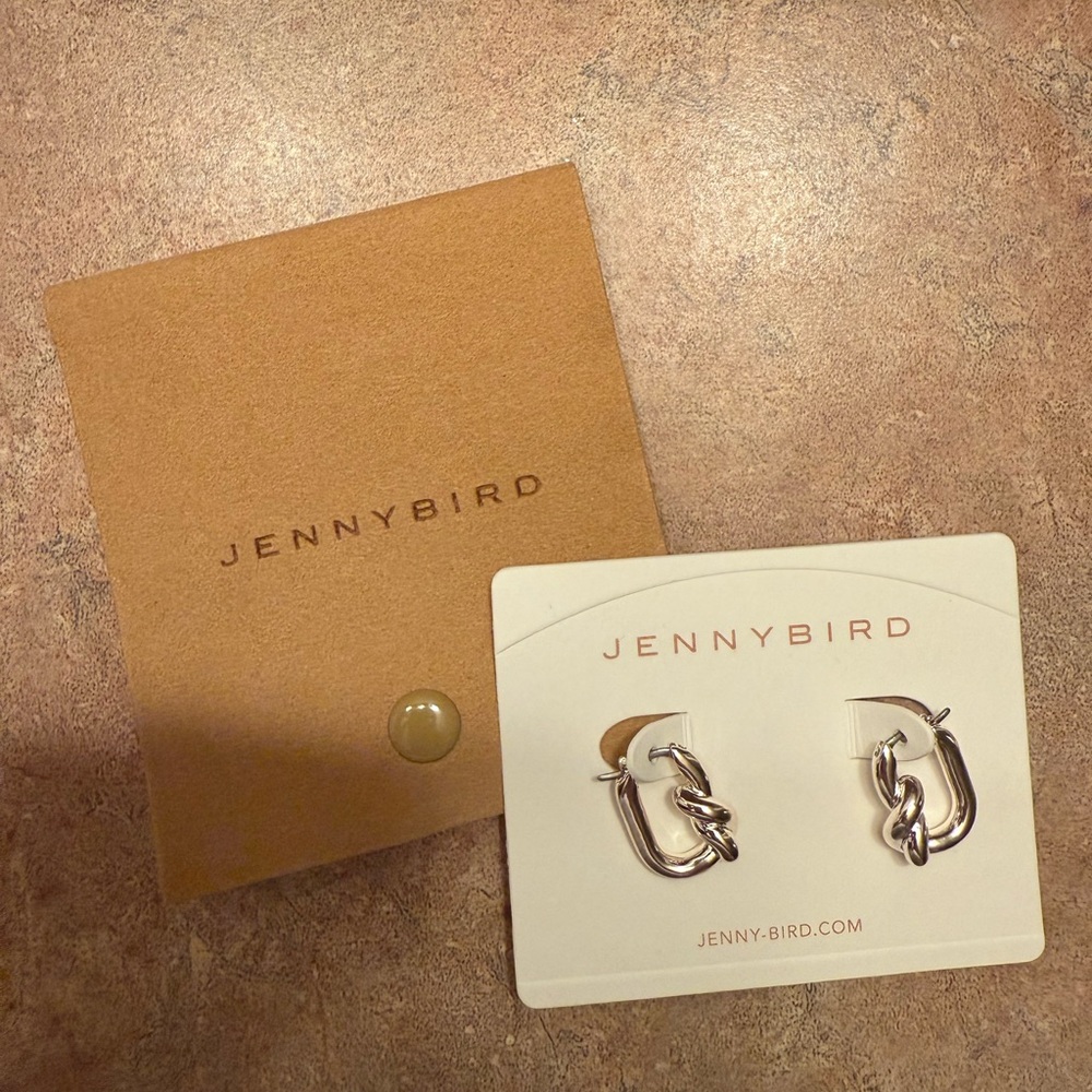NEW Jenny Bird Silver Knotted U-Links Hoop Earrings